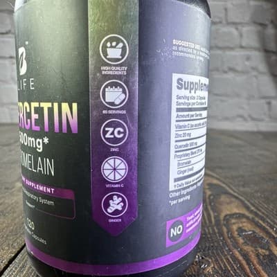 B Life Quercetin + Bromelain Immune & Respiratory System Support 120 Capsules - Thumbnail 3
