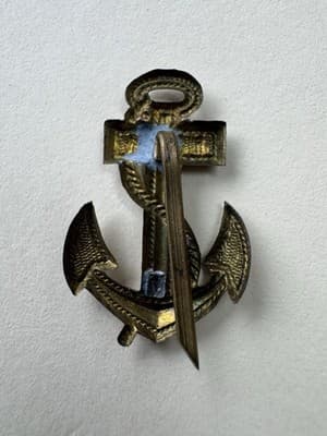 Vintage, WWII, Anchor & Rope Lapel Pin, Gold Color, Metal - Original - Thumbnail 3