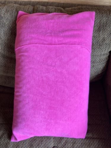 Handmade Kids Fleece Standard Pillow Case Pink Monster Face - Thumbnail 2