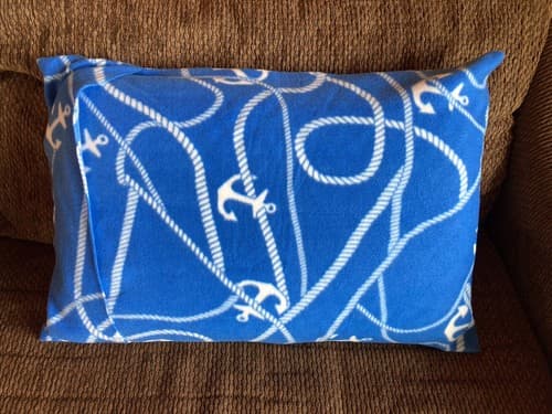Handmade Kids Fleece Standard Pillow Case Blue Nautical Sailboat Ship Sea Ocean - Thumbnail 2