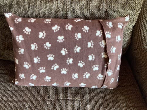 Handmade Kids Fleece Standard Pillow Case Brown Puppy Dog Cat Kitten Paws Animal - Thumbnail 2