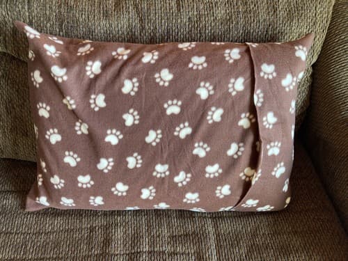 Handmade Kids Fleece Standard Pillow Case Brown Puppy Dog Cat Kitten Paws Animal - Thumbnail 2