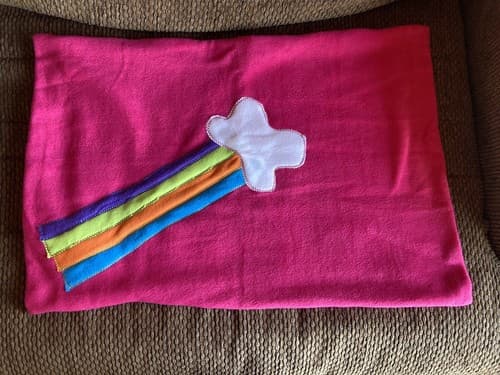 Handmade Kids Fleece Standard Pillow Case Pink Rainbow Clouds Rain Thunderstorm - Thumbnail 3