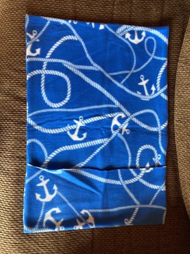 Handmade Kids Fleece Standard Pillow Case Blue Nautical Anchor Sailing Ship Sea - Thumbnail 4