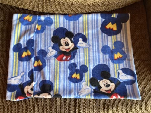 Handmade Kids Fleece Standard Pillow Case Blue Mickey Mouse Disney - Thumbnail 2