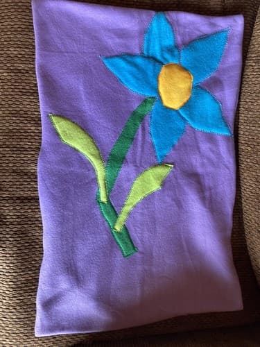 Handmade Kids Fleece Standard Pillow Case Purple Lavender Flower Garden Floral - Thumbnail 3