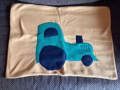 Handmade Kids Fleece Standard Pillow Case Mustard Yellow Tractor Farm Ranch - Thumbnail 3