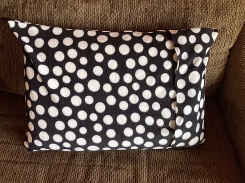 Handmade Kids Fleece Standard Pillow Case Black White Polka Dots Red Music Notes - Thumbnail 2