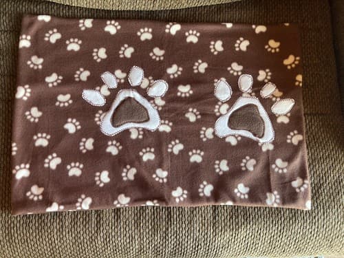 Handmade Kids Fleece Standard Pillow Case Brown Puppy Dog Cat Kitten Paws Animal - Thumbnail 3