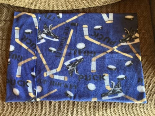 Handmade Kids Fleece Standard Pillow Case Blue Hockey Puck Stick Winter Sport - Thumbnail 2