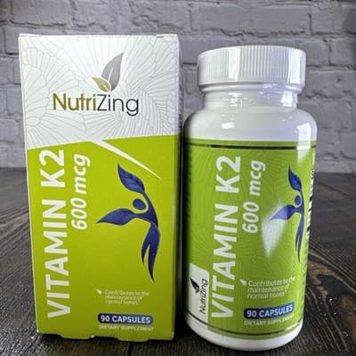 NutriZing Vitamin K2 MK-7 600mcg 90 Capsules Bone Health Supplement