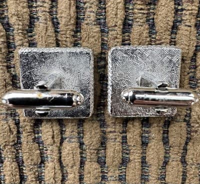 Vintage Mens Silver Cufflinks & Tie Tack Set, David Fox, Sherman Oaks, Ca. - Thumbnail 8