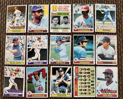 Lot Of 15 Vintage 1979 Topps Baseball Cards, Jim Rice, Jim Palmer ,Lou Brock Etc