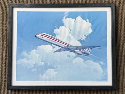 1980's American Airlines Bob Cunningham Framed Airplane Prints 767 MD80 727 DC10 - Thumbnail 2