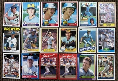 Robin Yount Baseball 18 Card Lot Milwaukee Brewers 1978-1993