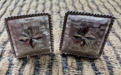 Vintage Mens Silver Cufflinks & Tie Tack Set, David Fox, Sherman Oaks, Ca. - Thumbnail 4
