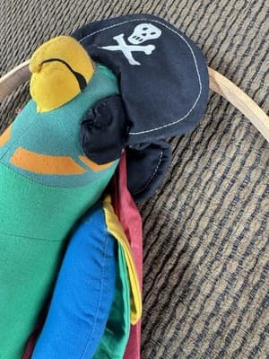 15" Hanging Parrot Plush Toy Stuffed Animal - Pirate - Thumbnail 3