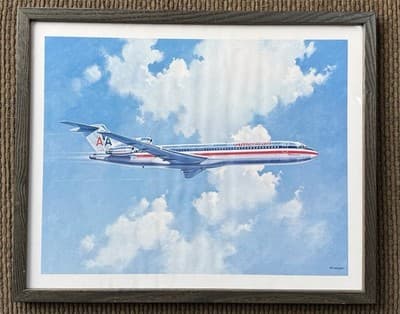 1980's American Airlines Bob Cunningham Framed Airplane Prints 767 MD80 727 DC10 - Thumbnail 6