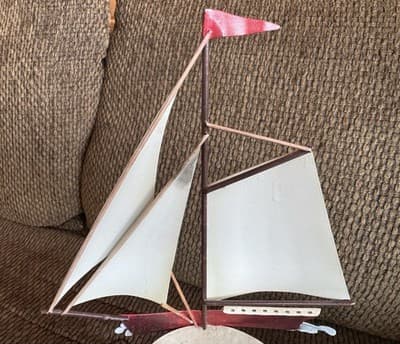 Nautical Metal Sailboat Pedestal Candle Holder Stand - Thumbnail 5