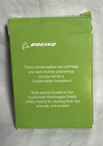 Boeing Earth Day Playing Cards 2013 Educational Energy Tips - Aviation - - Thumbnail 2