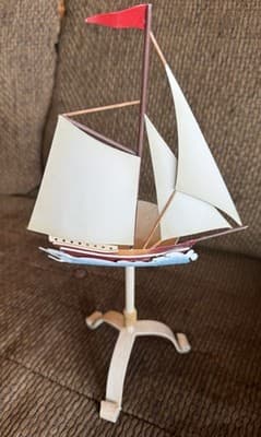 Nautical Metal Sailboat Pedestal Candle Holder Stand - Thumbnail 6