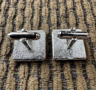 Vintage Mens Silver Cufflinks & Tie Tack Set, David Fox, Sherman Oaks, Ca. - Thumbnail 7