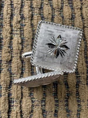 Vintage Mens Silver Cufflinks & Tie Tack Set, David Fox, Sherman Oaks, Ca. - Thumbnail 6