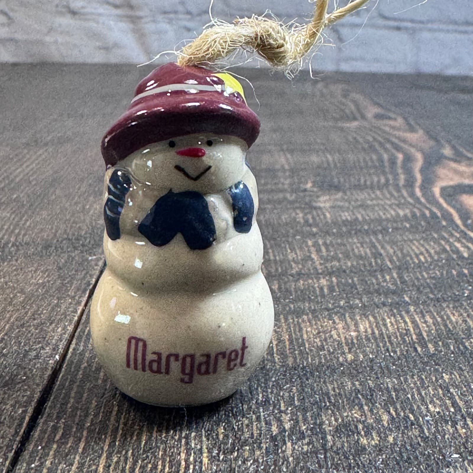 Vintage Christmas Holiday Tree Ornament - Snowman Porcelain ‘Margaret’