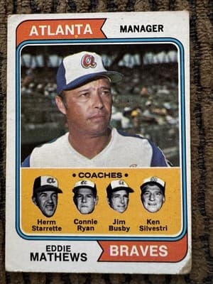 1974 Topps Baseball Cards Lot Of 5. Earl Weaver Eddie Mathew’s Pat Dobson Etc - Thumbnail 2