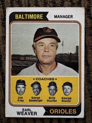1974 Topps Baseball Cards Lot Of 5. Earl Weaver Eddie Mathew’s Pat Dobson Etc - Thumbnail 4