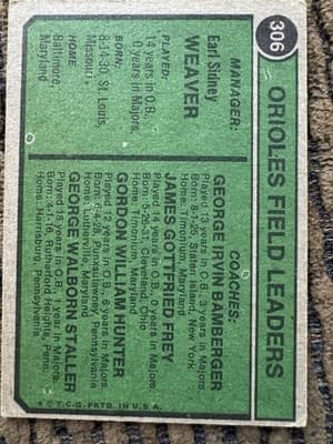 1974 Topps Baseball Cards Lot Of 5. Earl Weaver Eddie Mathew’s Pat Dobson Etc - Thumbnail 5