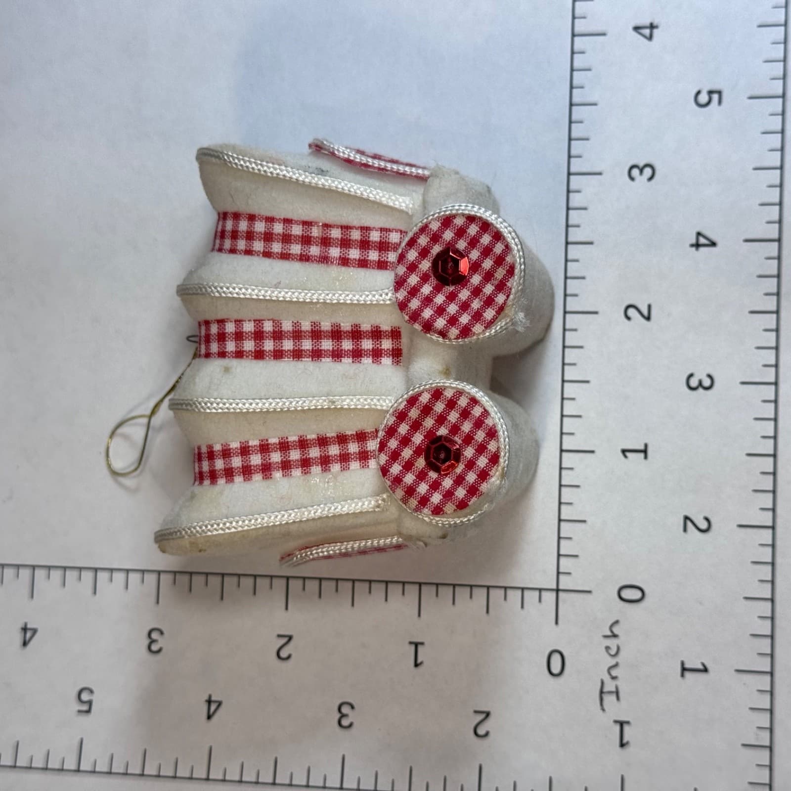 Vintage Christmas Holiday Tree Ornament - Covered Wagon Red Plaid - Thumbnail 5