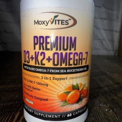 Moxyvites Vitamin D3 K2 Omega 7 - buckthorn oil 3 in 1 support vegan 60 capsules - Thumbnail 2