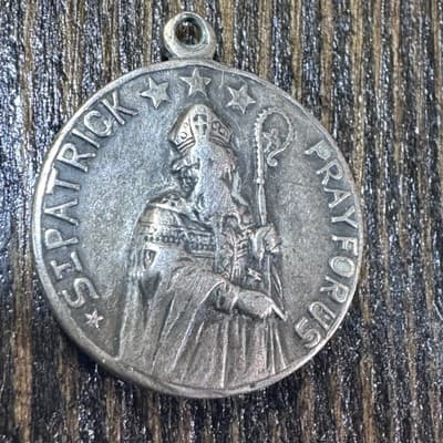 Vintage Saint Patrick & Saint Bridget Pray For Us Pendant Creed Sterling - Thumbnail 7