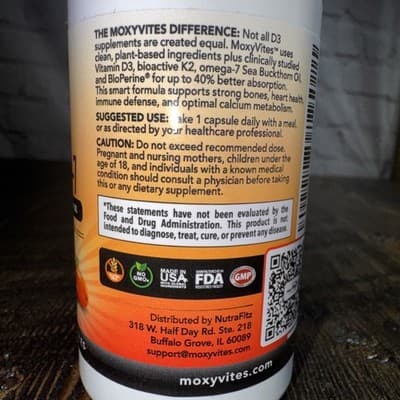 Moxyvites Vitamin D3 K2 Omega 7 - buckthorn oil 3 in 1 support vegan 60 capsules - Thumbnail 3