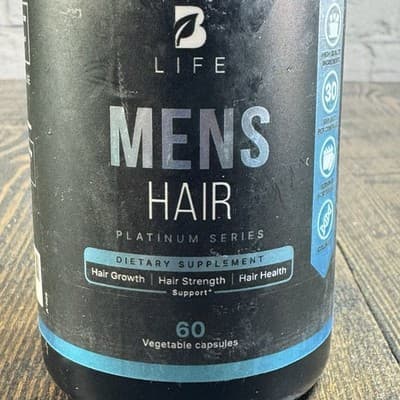 B Life Mens Hair Growth Strength 60 Capsules Vitamin A C D3 E - EXPIRES 12/2026 - Thumbnail 2