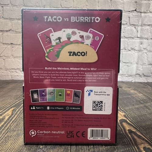 Taco vs Burrito The Card Game Family 2 To 4 Players Ages 7+ By Hot Taco Sealed - Thumbnail 2