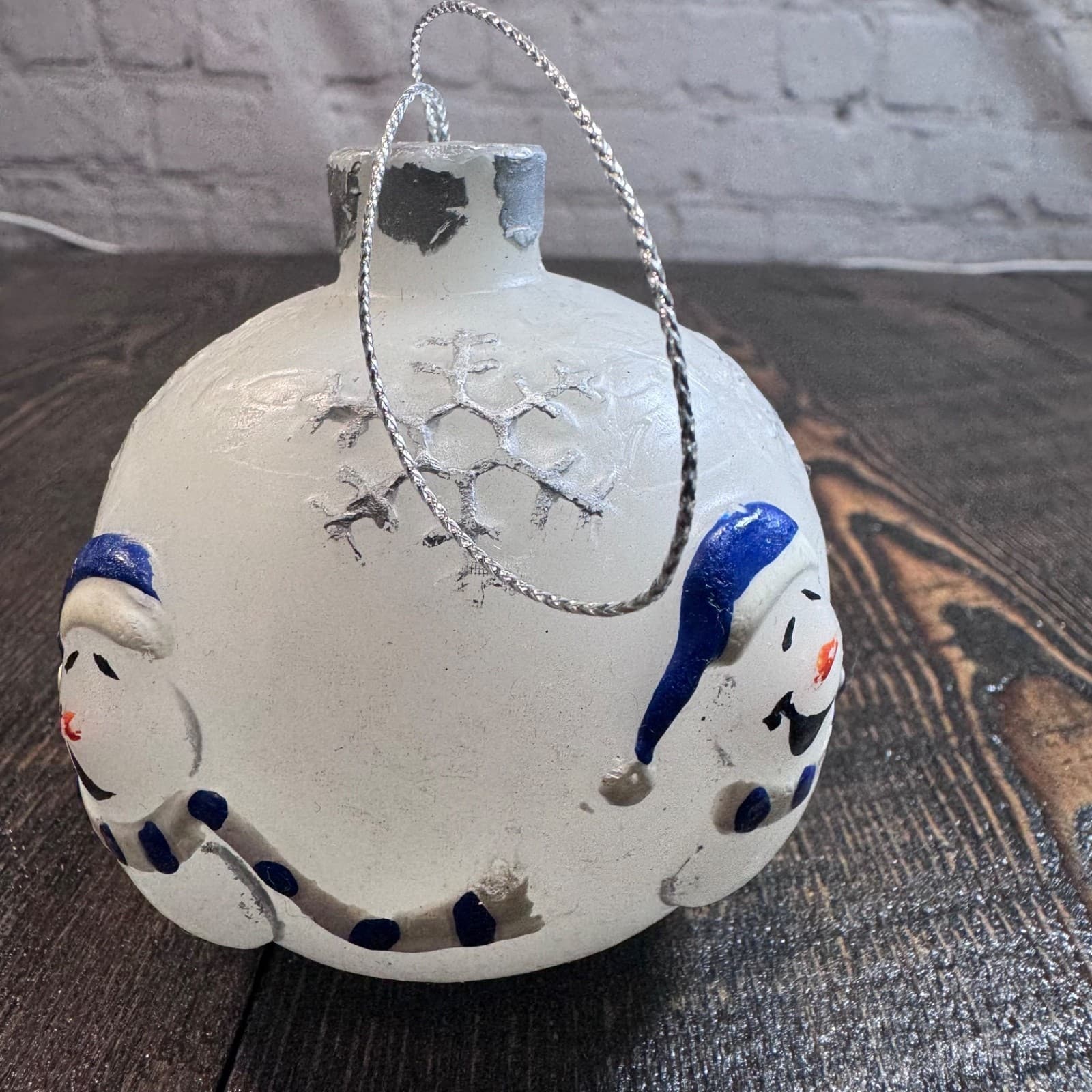 Vintage Christmas Holiday Tree Ornament - Lighted Ball Wax Snowman - Thumbnail 4