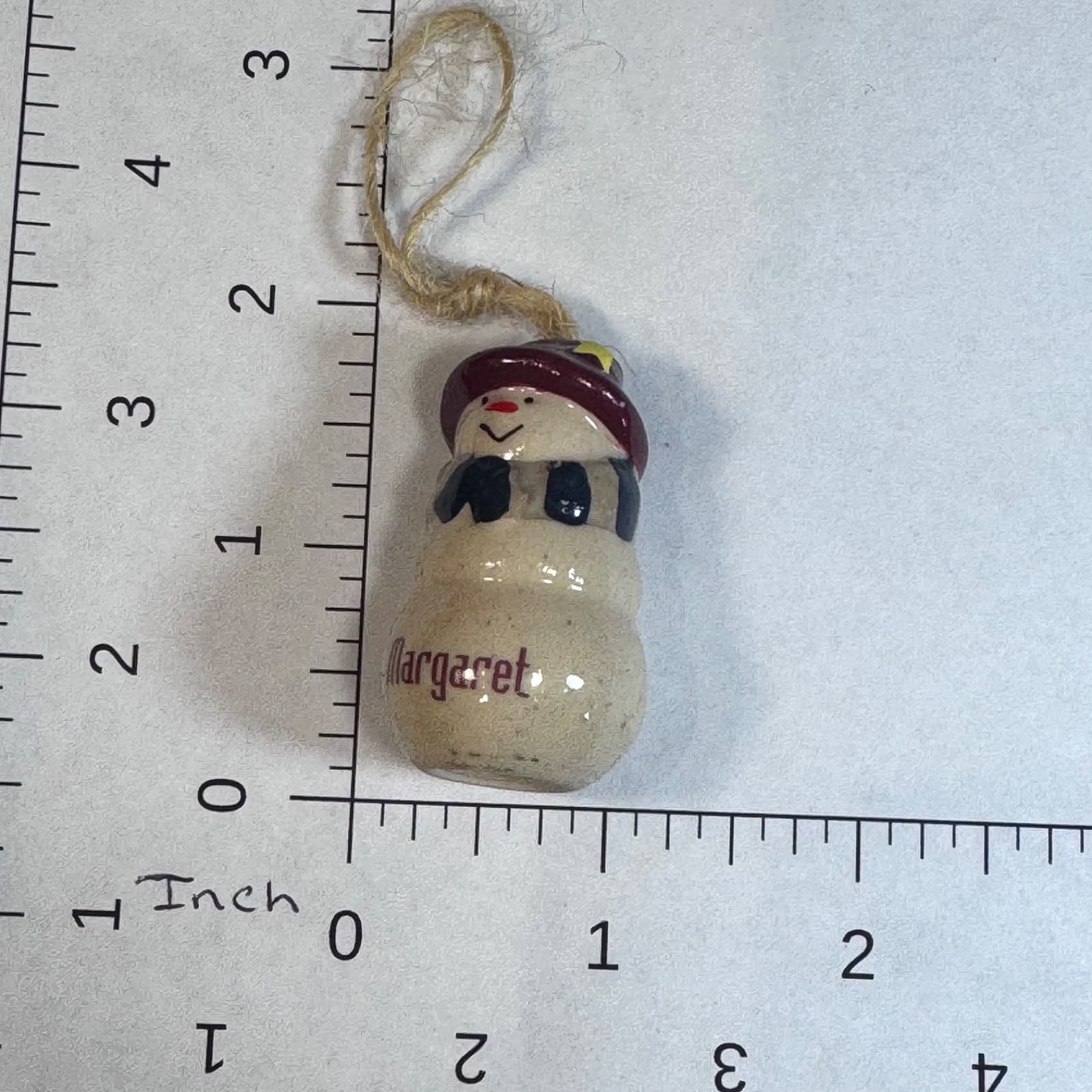 Vintage Christmas Holiday Tree Ornament - Snowman Porcelain ‘Margaret’ - Thumbnail 3