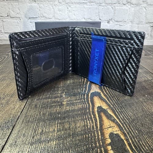 Slim Wallet Money Clip RFID Blocking Minimalist Front Pocket Bifold Men’s Black - Thumbnail 4