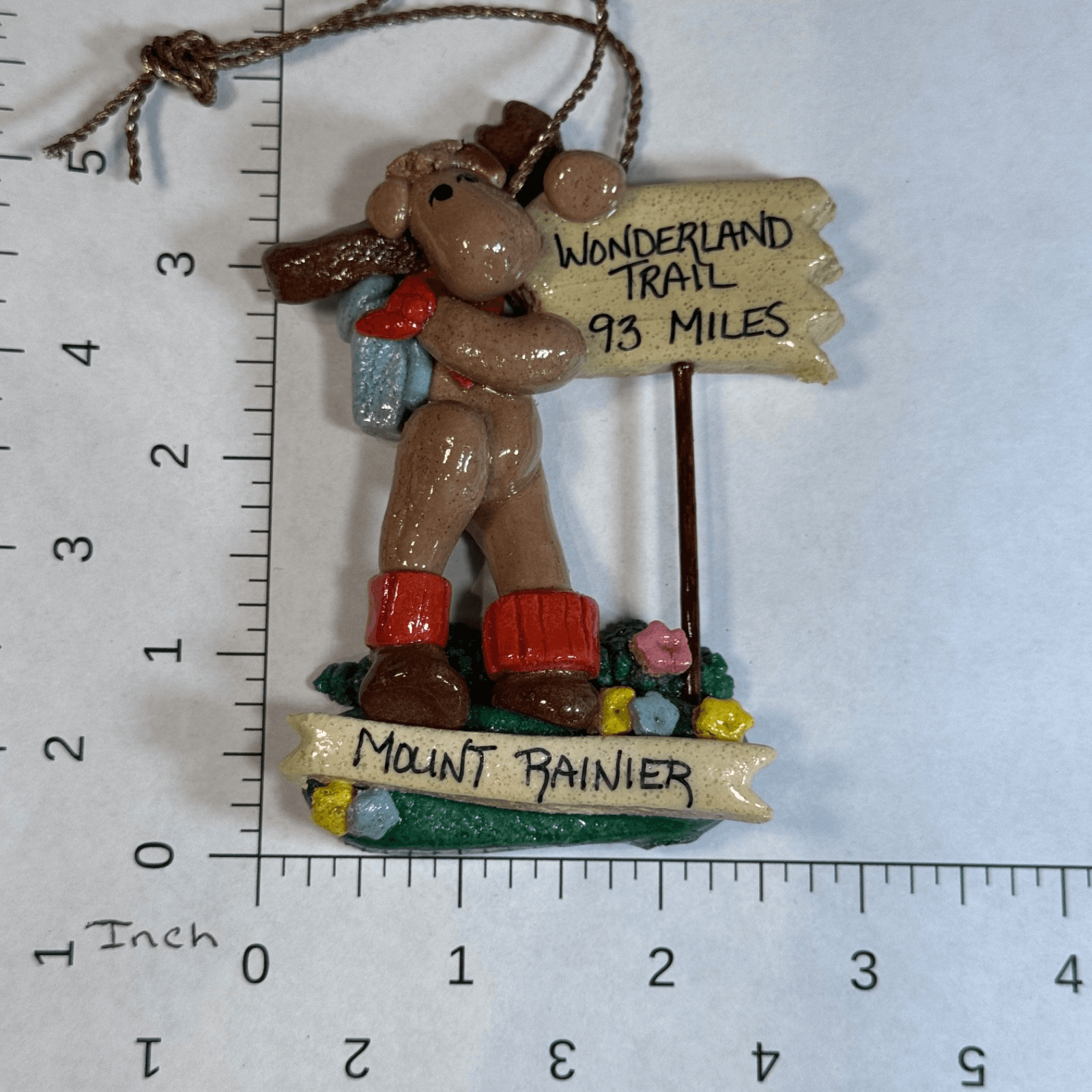 Vintage Christmas Holiday Tree Ornament - Hiking Moose Mount Rainier Wonderland - Thumbnail 3