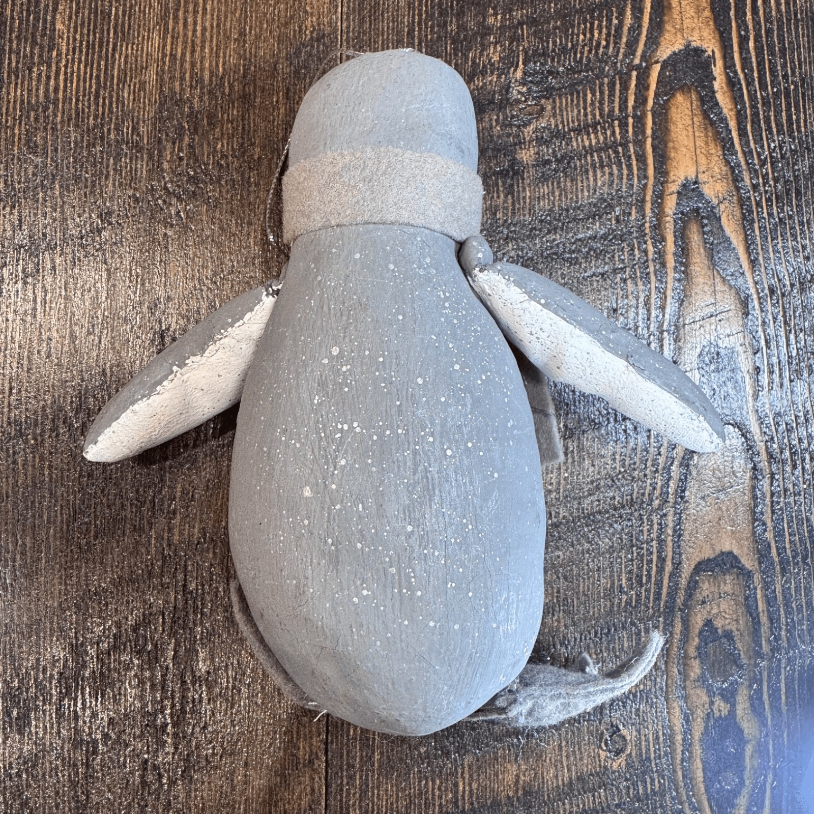 Vintage Christmas Holiday Tree Ornament - Gray Penguin Paper Mache - Thumbnail 3