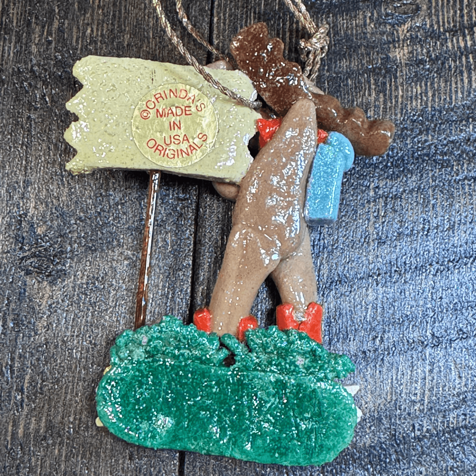 Vintage Christmas Holiday Tree Ornament - Hiking Moose Mount Rainier Wonderland - Thumbnail 2