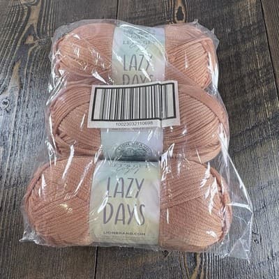 (3 Pack) Lion Brand Yarn *144 - 124AB - Clay * Lazy Days - Polyester - Lot 89304