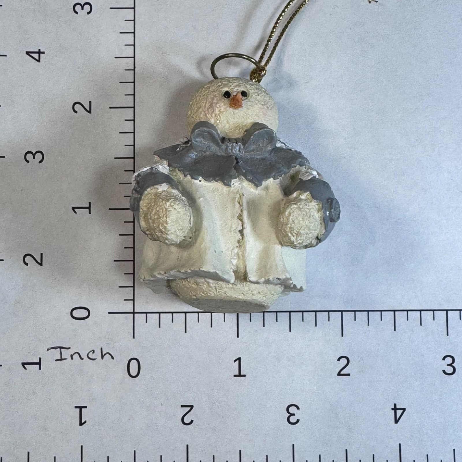 Vintage Christmas Holiday Tree Ornament - Blue White Snowman Angel Wings Halo - Thumbnail 4