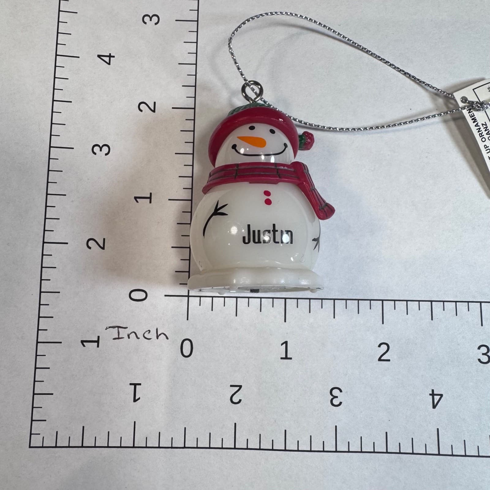 Vintage Christmas Holiday Tree Ornament - Snowman with Green Hat ‘Justin’ - Thumbnail 5