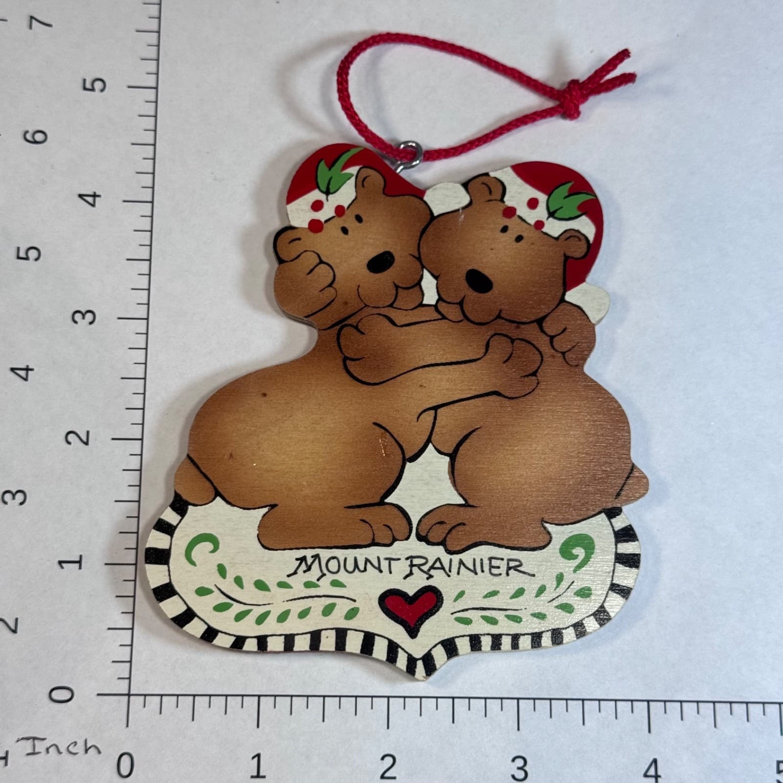 Vintage Christmas Holiday Tree Ornament - Mount Rainier Hugging Bears - Thumbnail 4