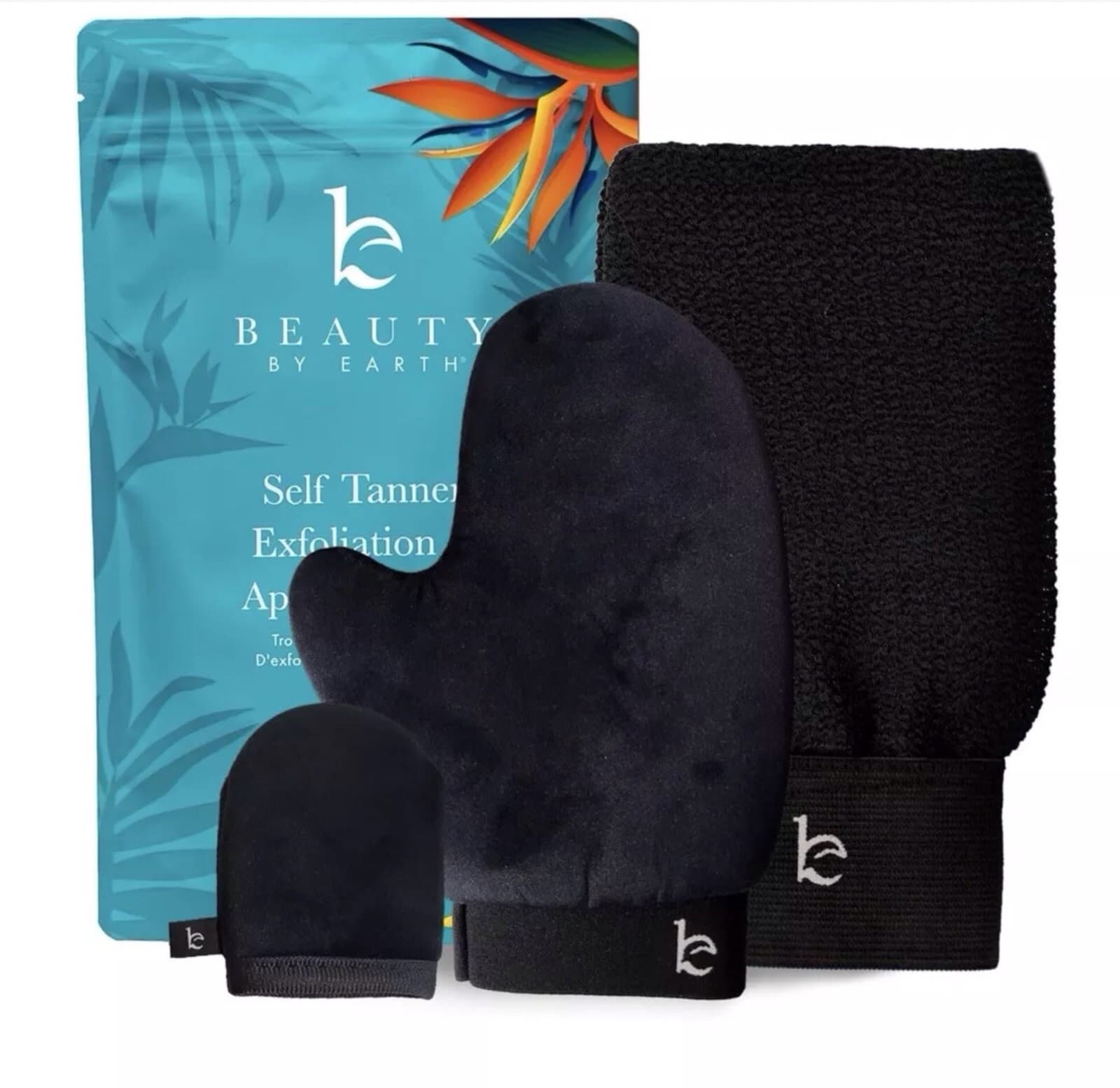 NEW Beauty By Earth Self Tanner Exfoliation & Application Kit (Glove & Mitts)