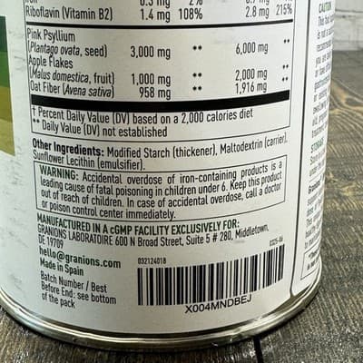 Granions Digestive Fiber Complex Powder - Psyllium Apple Oat - Unflavored 60 ser - Thumbnail 8