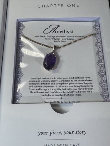 Amethyst 18k Gold Plated Necklace February Birthday Pendant 20” Adjustable Chain - Thumbnail 3